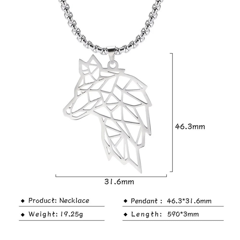 My Shape Lion King Crown Pendent Necklaces for Men Boys Stainless Steel Punk Animal Wolf Charms Choker Chains Hip Hop