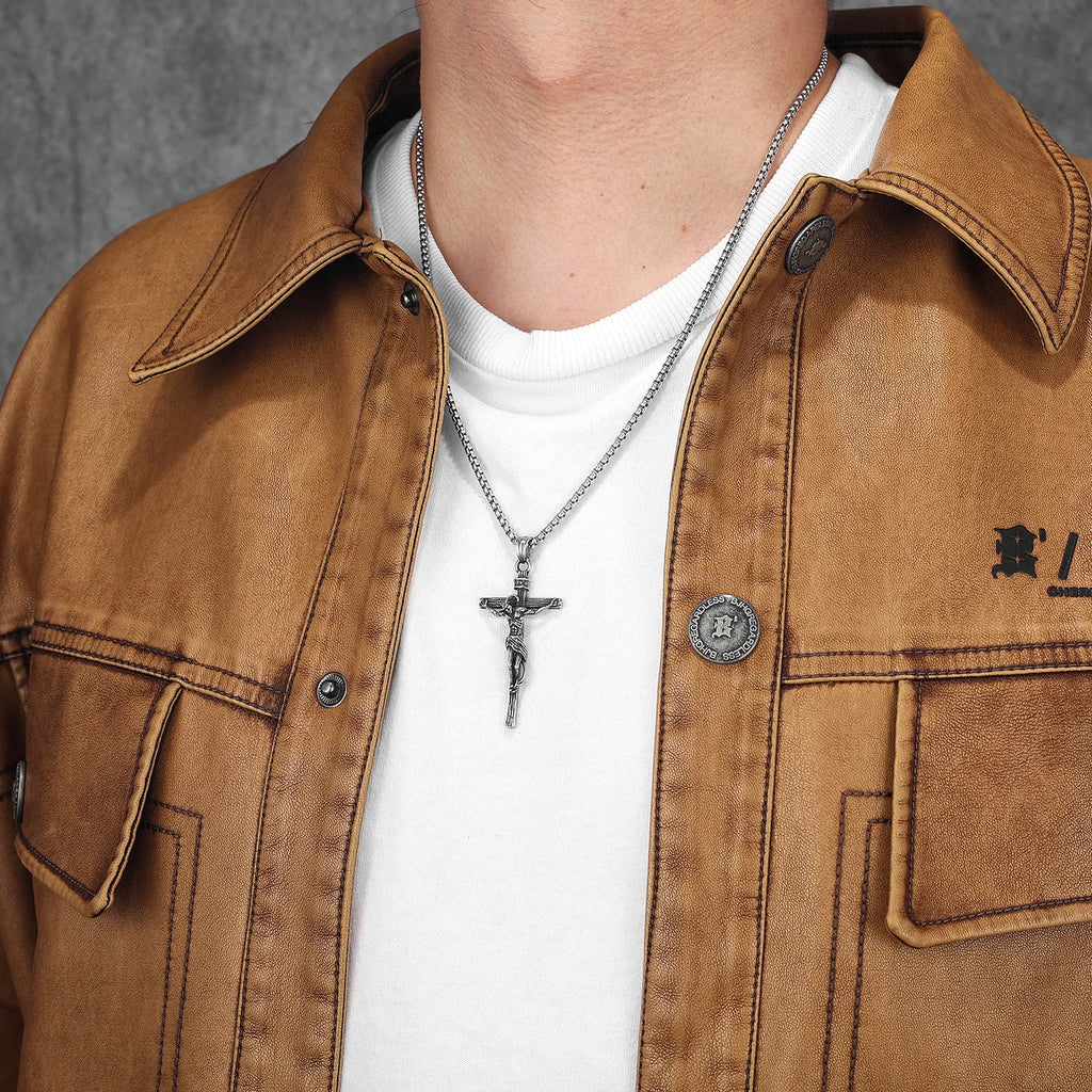 Cross Demon Pendant Necklace Stainless Steel