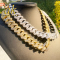 Aokaishen Iced Out Cuban Link Chain Men Necklace Choker 5A Prong Setting Cubic Zirconia Copper Gold Plated Hip Hop Jewelry