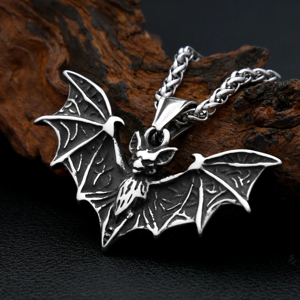 Gothic Bat Stainless Steel Pendant Necklace