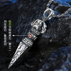 Retro Subduing Demon Pestle Pendant Necklace Male Jewelry Tide Amulet Silver Chain Necklace For Men Personality