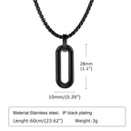 Vnox Stainless Steel Vertical Bar Necklaces for Men Boys, Black Simple Metal Pillar Pendant, Casual Neck Collar