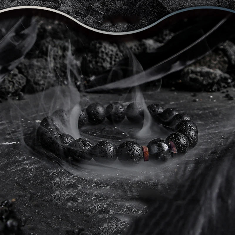 Block Volcanic Lava Stone Bracelet Men Black Classic Matte Obisidian Labradorite Bead Jewelry Women Birthday Gift for