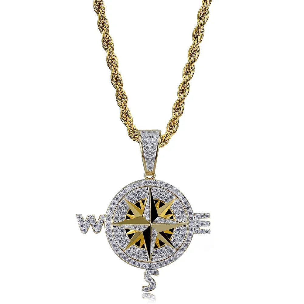 Quality Fashionable Medal Necklace Pendant Pirate Ship Compass Personality Men's Necklace Pendant Hip Hop Jewelry Trend