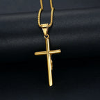 Jesus Cross Pendant Collar Chain Necklace — Stainless Steel