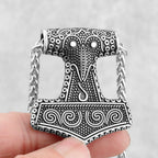 316L Stainless Steel Viking Thor Hammer Pendant Necklace Men Norse Viking Celtic Odin Raven Necklace Amulet Jewelry