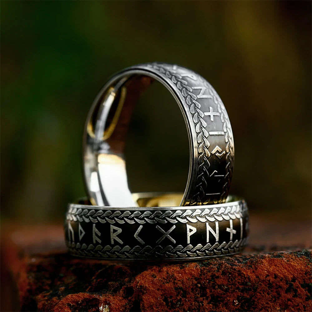 Nordic Viking Rune Ring — Stainless Steel