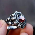 NEW Men's 316L Stainless-Steel Rings Skull Head With Red Zircon Ring Vintage Gothic Punk Jewelry Gifts Free Shipping