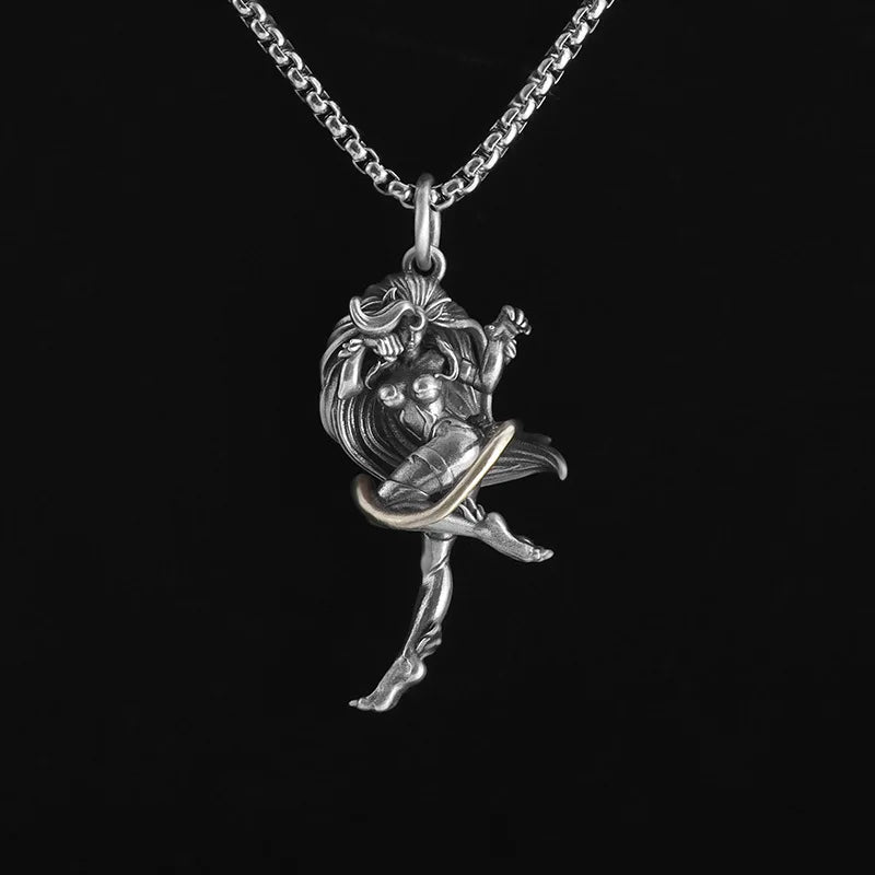 Gothic Succubus Pendant Necklace — Silver