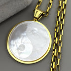 Yin Yang Gold Pendant Necklace — Stainless Steel