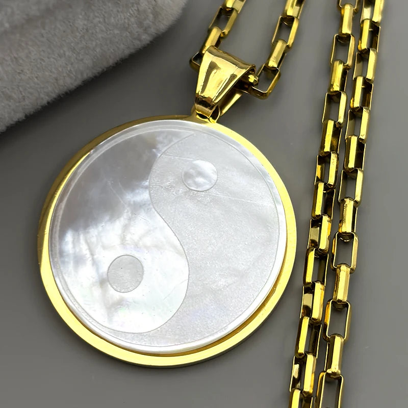Yin Yang Gold Pendant Necklace — Stainless Steel