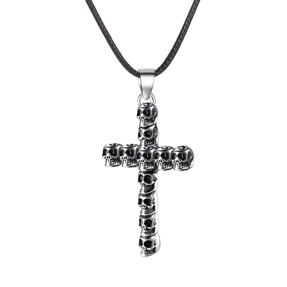 Cross Skull Steel Pendant European American Retro