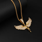 Fashion Zinc Alloy Paved Rhinestone Phoenix Necklace for Women Inspirational Bird of Wonder Necklace Women Inspitual Jewelry