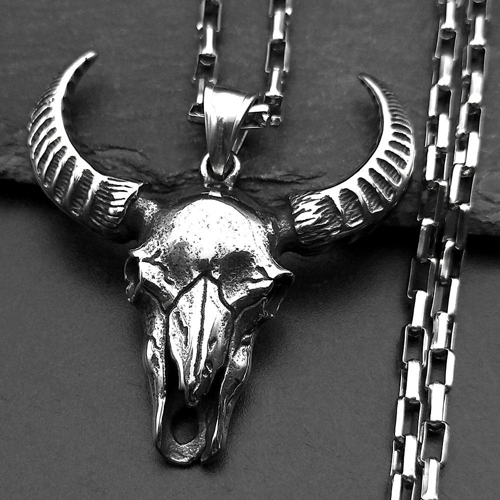 Skull Viking Silver Pendant Gothic Vintage Ghost