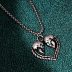Skull Heart Pendant Necklace — Silver Gothic