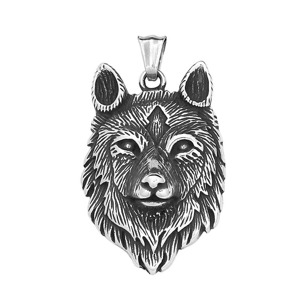 Vintage Nordic Wolf Head Pendant Stainless Steel Viking Animal Necklace For Men Women Unique Amulet Jewelry Gifts