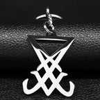 Lucifer Sigil Steel Pendant Church Satan Keychain