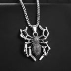 Stainless Steel Vintage Spider Pendant Necklace