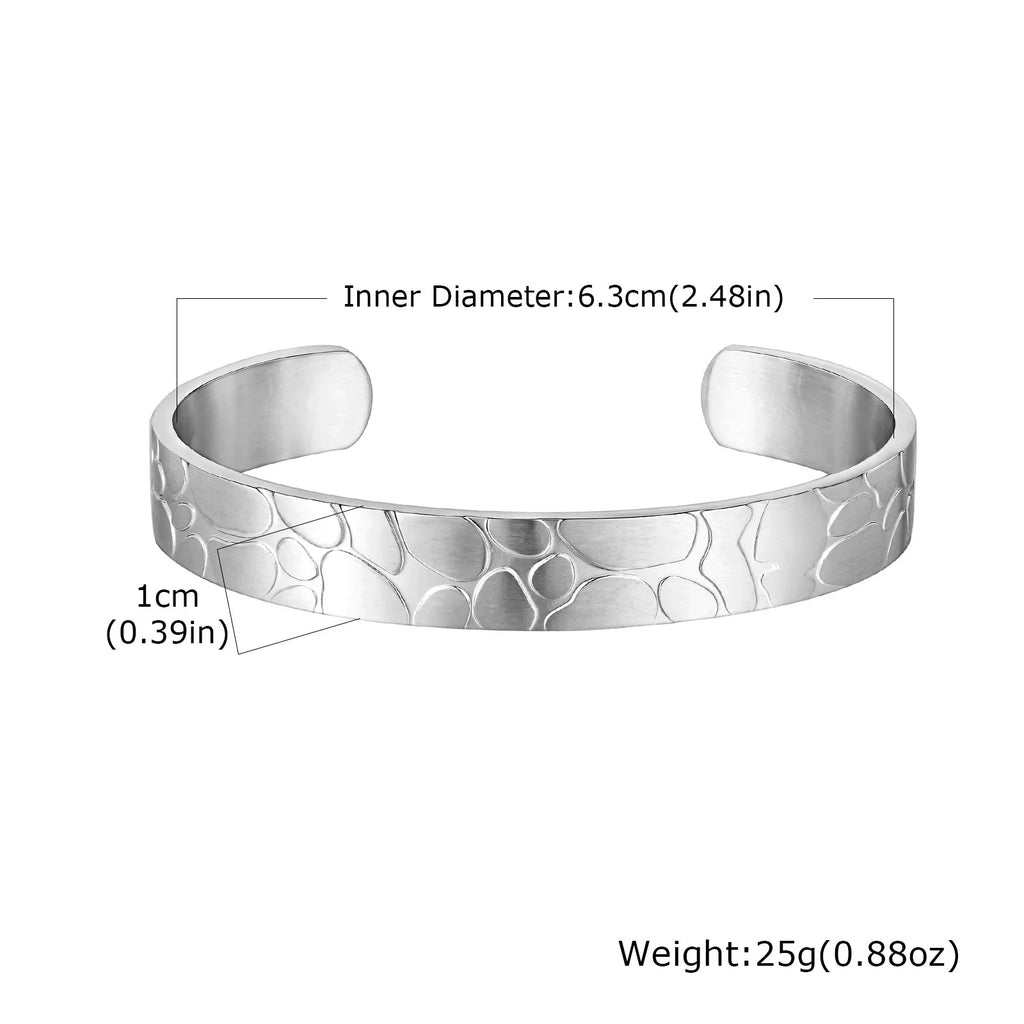 Minimalist Style Open Bangle Bracelet, 10mm Wide Brushed Finish Adjustable Stainless Steel Cuff Jewelry Gift for Men