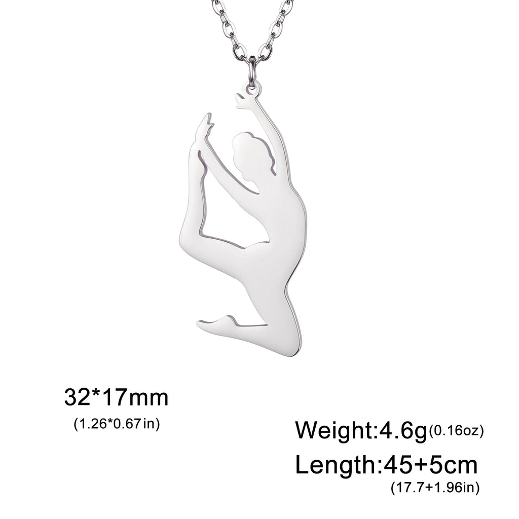 Unift Stainless Steel Sport Women Necklace Runner Rhythmic Gymnastics  Silhouette Pendant Fashion Birthday Jewelry Wholesale