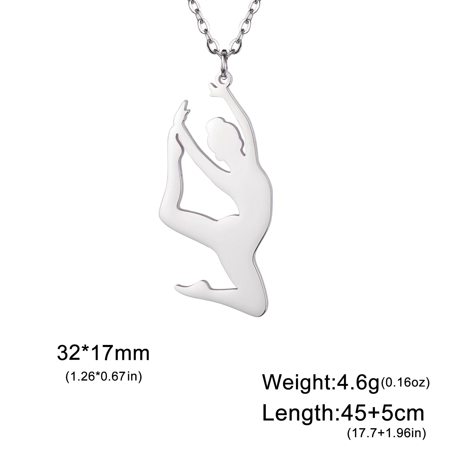 Unift Stainless Steel Sport Women Necklace Runner Rhythmic Gymnastics  Silhouette Pendant Fashion Birthday Jewelry Wholesale
