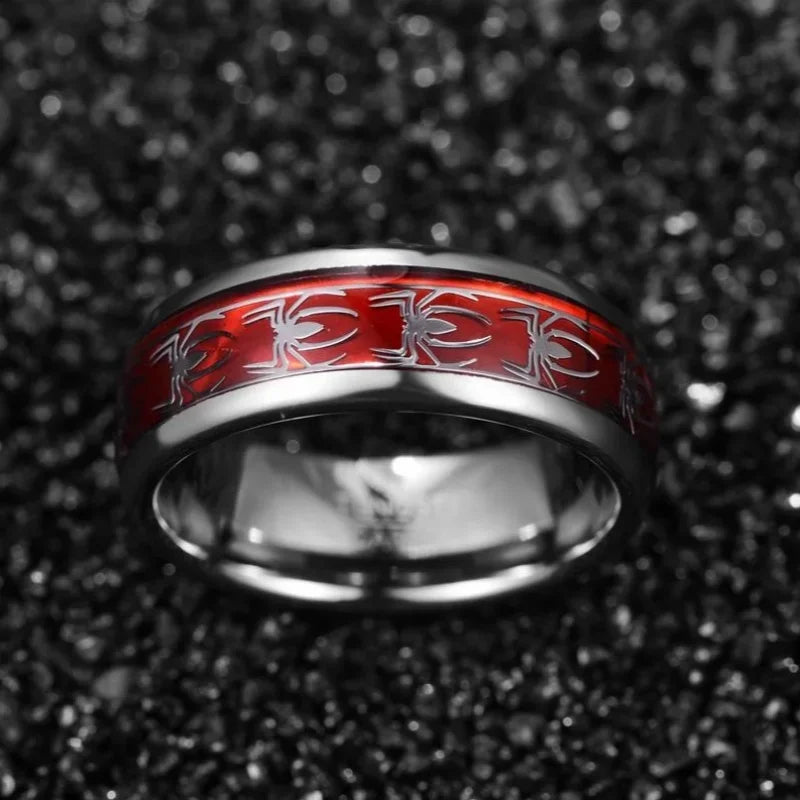 Spider Pattern Dome Edge,Comfortable Fit, Fashionable Daily ItemWedding Ring Red Personalized Couple Tungsten Carbide Ring