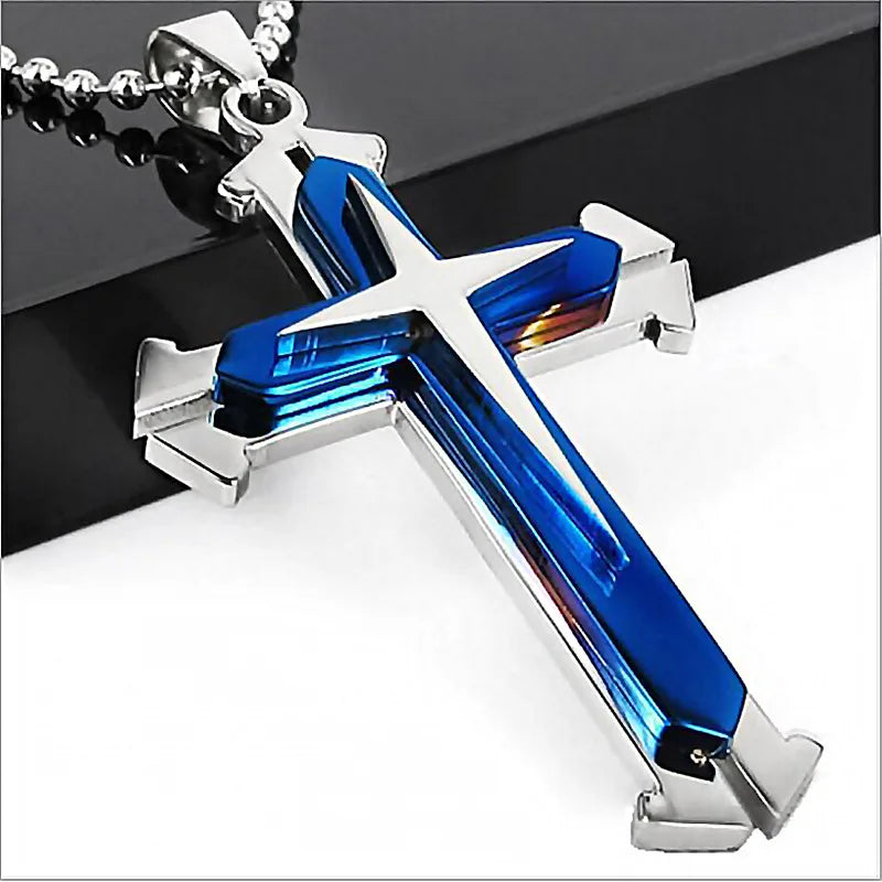 Iced Out Cross Black Pendant Zircon Punk