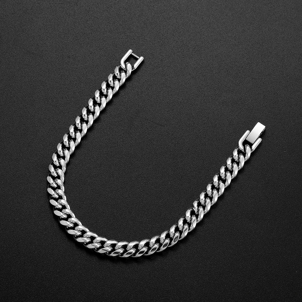 Men’s 8MM Cuban Chain Bracelet Waterproof 316L Stainless Steel Hip Hop Rock Style Accessories Party Gift Jewelry