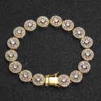 Gold Cuban Bracelet Iced Out Mixed Inlay