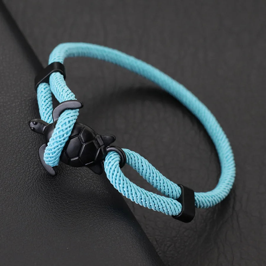 Unique Marine Turtle Rope Bracelet Men Adjustable Easy Hook Multi-Color Option Milan Cord Wristband Beach Homme Jewelry