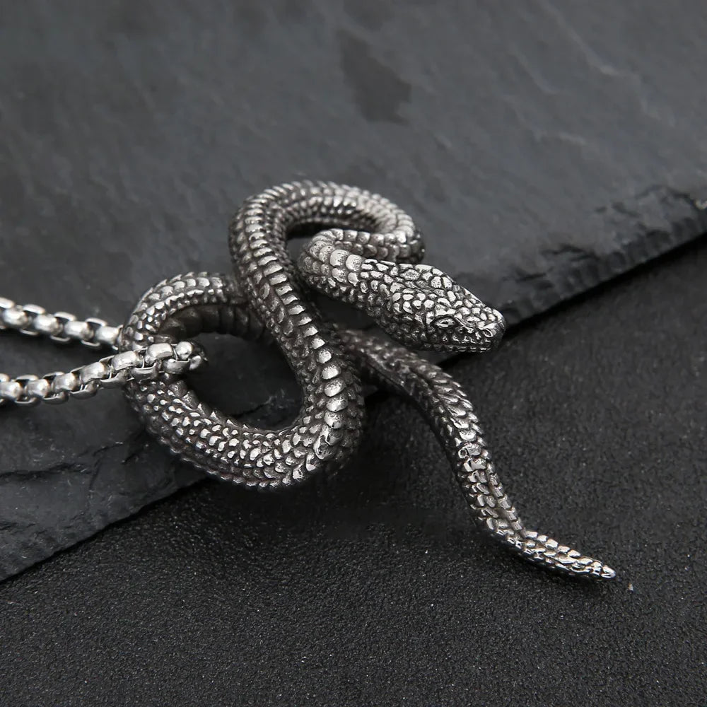 Snake Pendant Necklace — 316L Stainless Steel