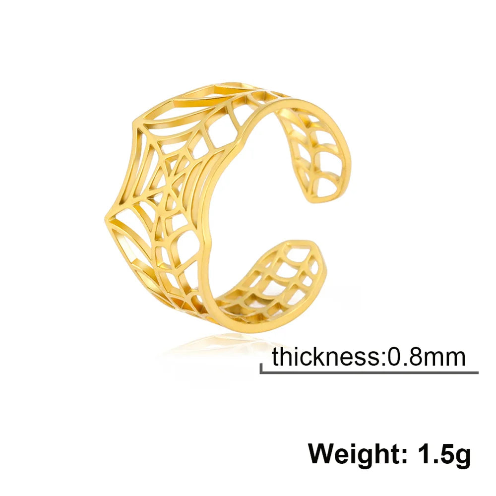 My Shape Punk Spider Ring Stainless Steel Adjustable Open Finger Rings Animal Fashion Jewelry Women Men  Teen Halloween Gift