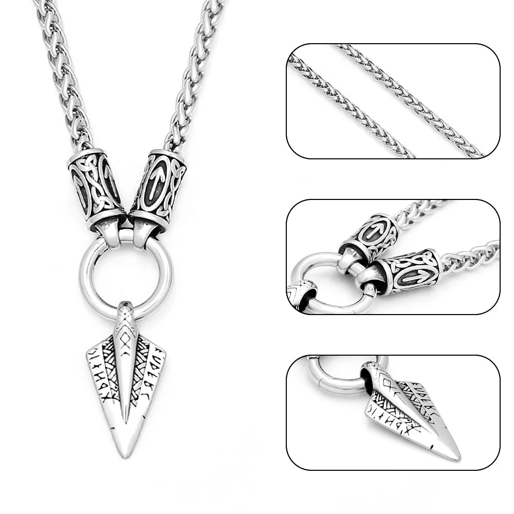 Fashion Vintage Viking Spear Pendant Stainless Steel Norse Rune necklaces For Men Women Unique Amulet Jewelry Gift Dropshipping