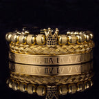 3pcs/Set Luxury Royal CZ King Crown Men Bracelets Roman Numeral Braided Adjustable Pulseira