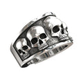 Vintage Gothic 316L Stainless Steel Biker Skull Ring For Men Cool Design Round Punk Skull Rings Fashion Jewelry Gift