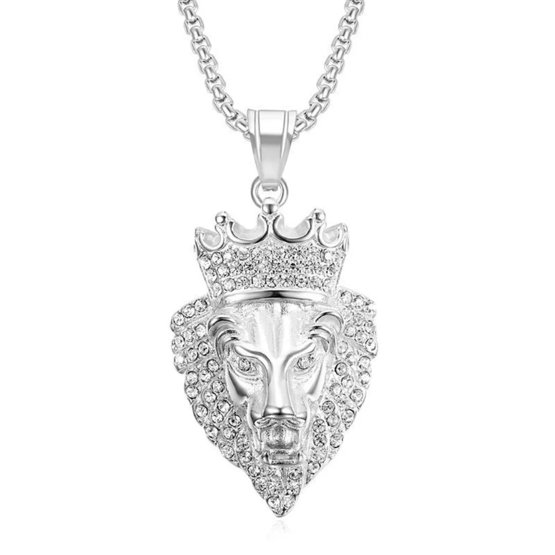 Iced Out Lion Gold Pendant Necklace