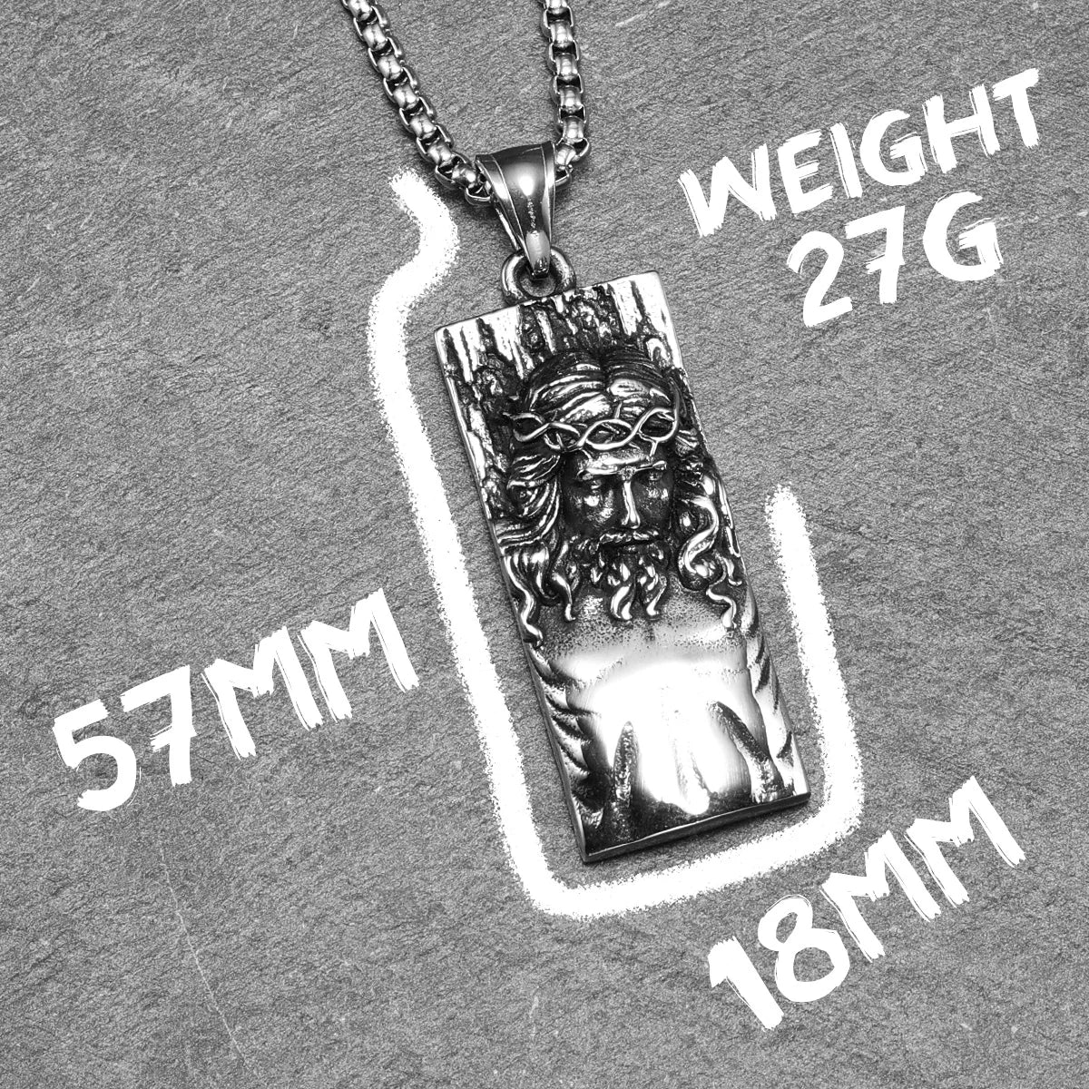 Jesus Pendant Necklace — Stainless Steel
