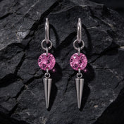 Colorful Cubic Zircon Huggie Hoop Earrings — Cone Spike Dangle
