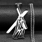 Christ Jesus Cutout Pendant Necklace — Stainless Steel Box Chain