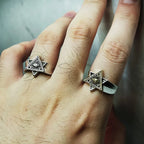 Gothic Eye of Providence Open Ring — Two-Tone Adjustable