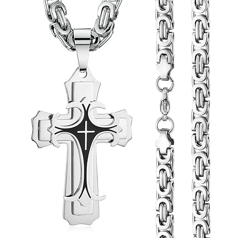 Trinity Latin Cross Multi-Layer Necklace — Stainless Steel