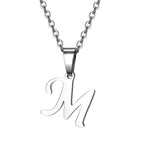 Vintage Initial Letter Pendant Necklace for Women Simple Stainless Steel Letter Glossy Clavicle Chain Choker Necklaces Jewelry