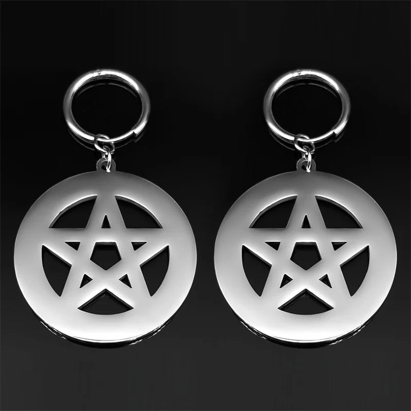 Star Viking Steel Earrings Nordic Rune Pentacle