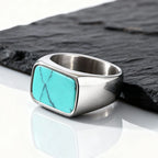 Natural Stone Signet Ring — Silver