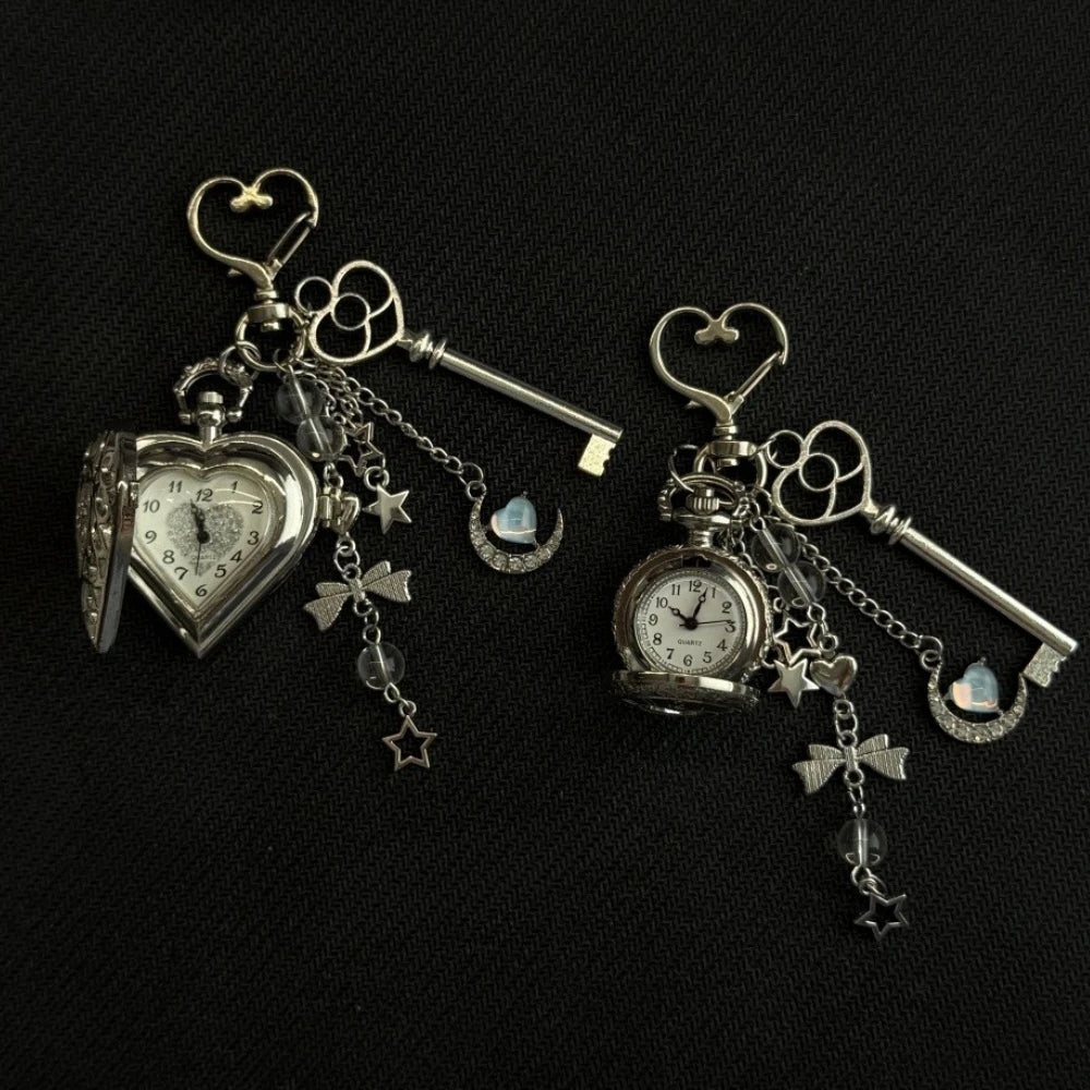 Original Hollow Heart Pocket Watch Chain keychain Design Steampunk Clock Vintage Necklace Pendant Jewelry Watch Men
