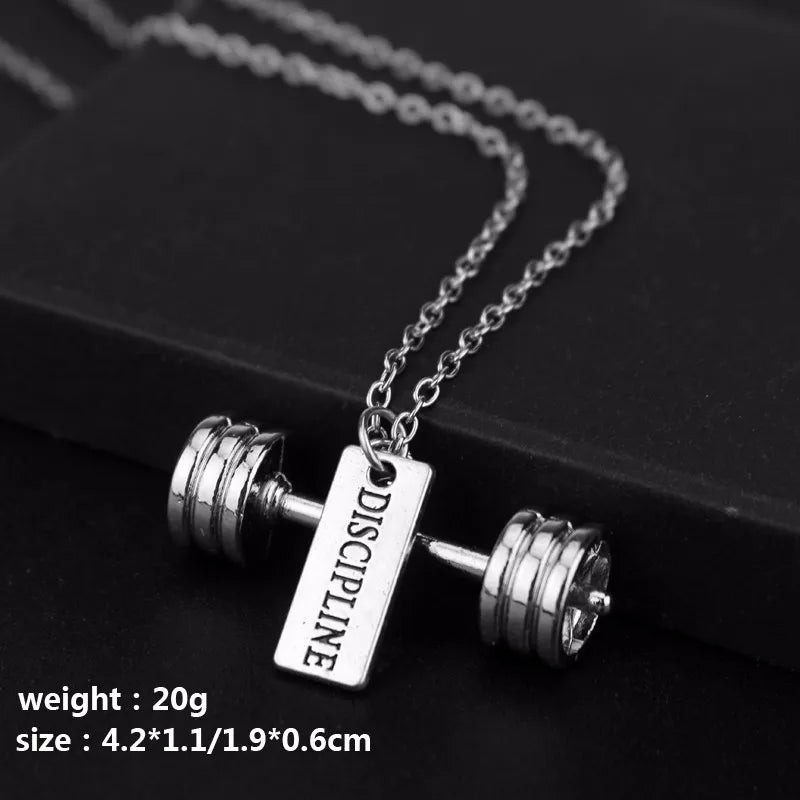 Weight Plate Dumbbell Pendant — Stainless Steel
