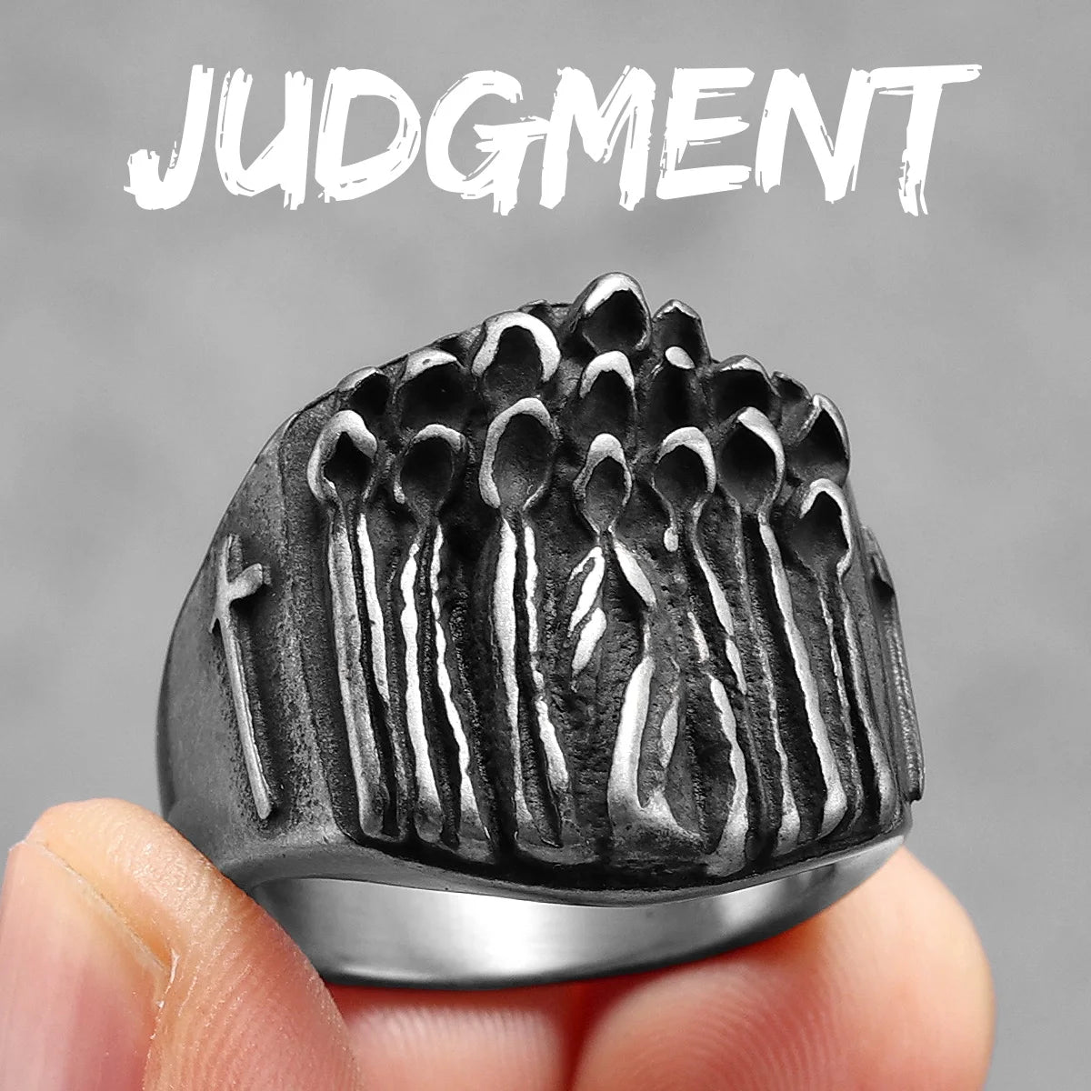 Black Cross Bible Ring — Stainless Steel