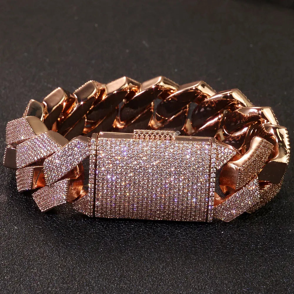 Cuban Bracelet Iced Out Rose Gold 25MM