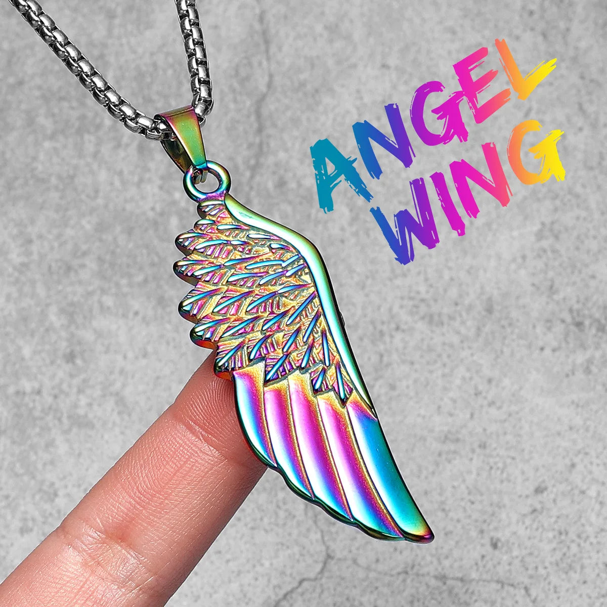 Angel Wing Pendant Necklace — Stainless Steel