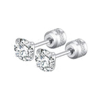 4 Prong CZ Zircon Stud Earrings — Cartilage Screw Back Piercing
